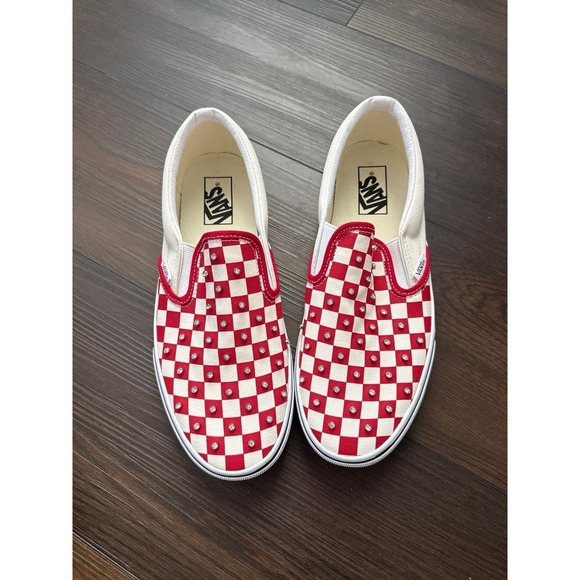 Vans Shoes - Red & White Rhinestone‎ Checkered Vans
